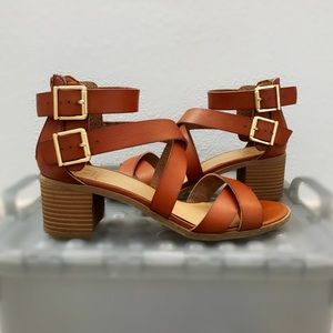 Material Girl Brown Chunky Heel Sandal